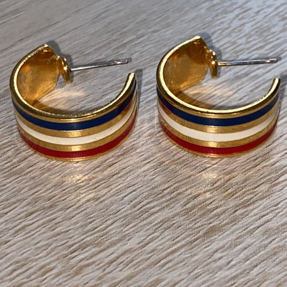 SOLD! ❌💥American Patriotic Gold Red White Blue Hoops - Picture 14 of 14